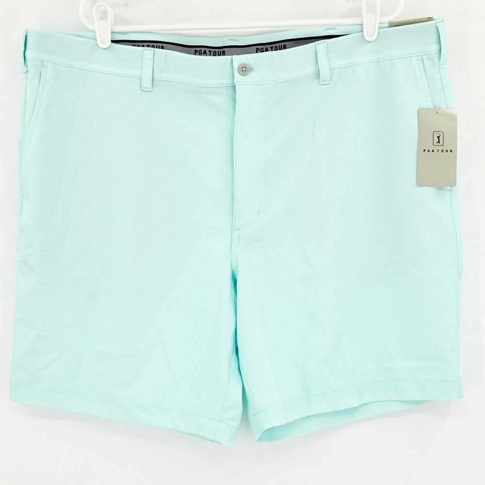 PGA TOUR Men's Aqua Blue Stretch Golf Shorts Sz 42 Active Gripper Waistband NWT